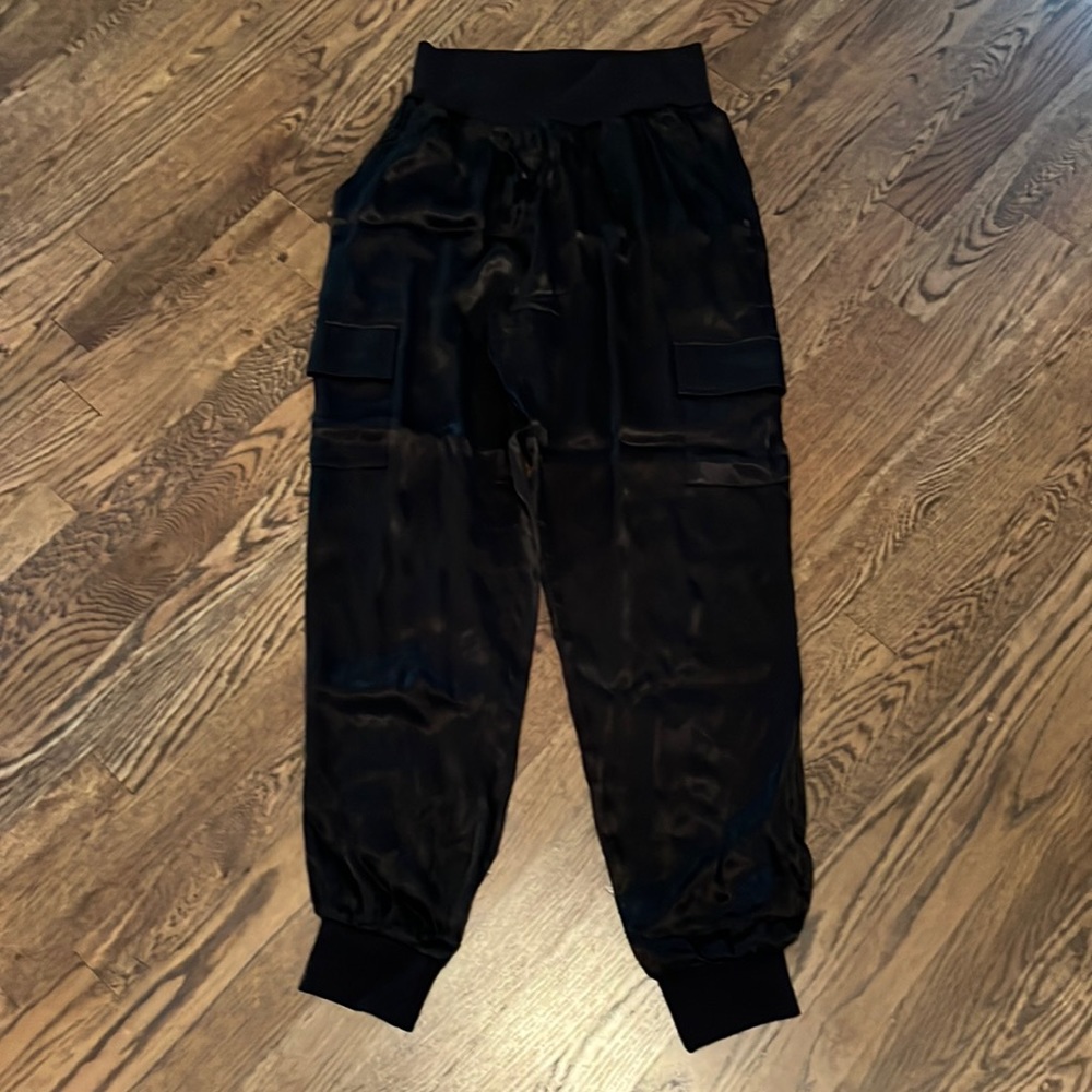 Women’s FATE black satin joggers size small
